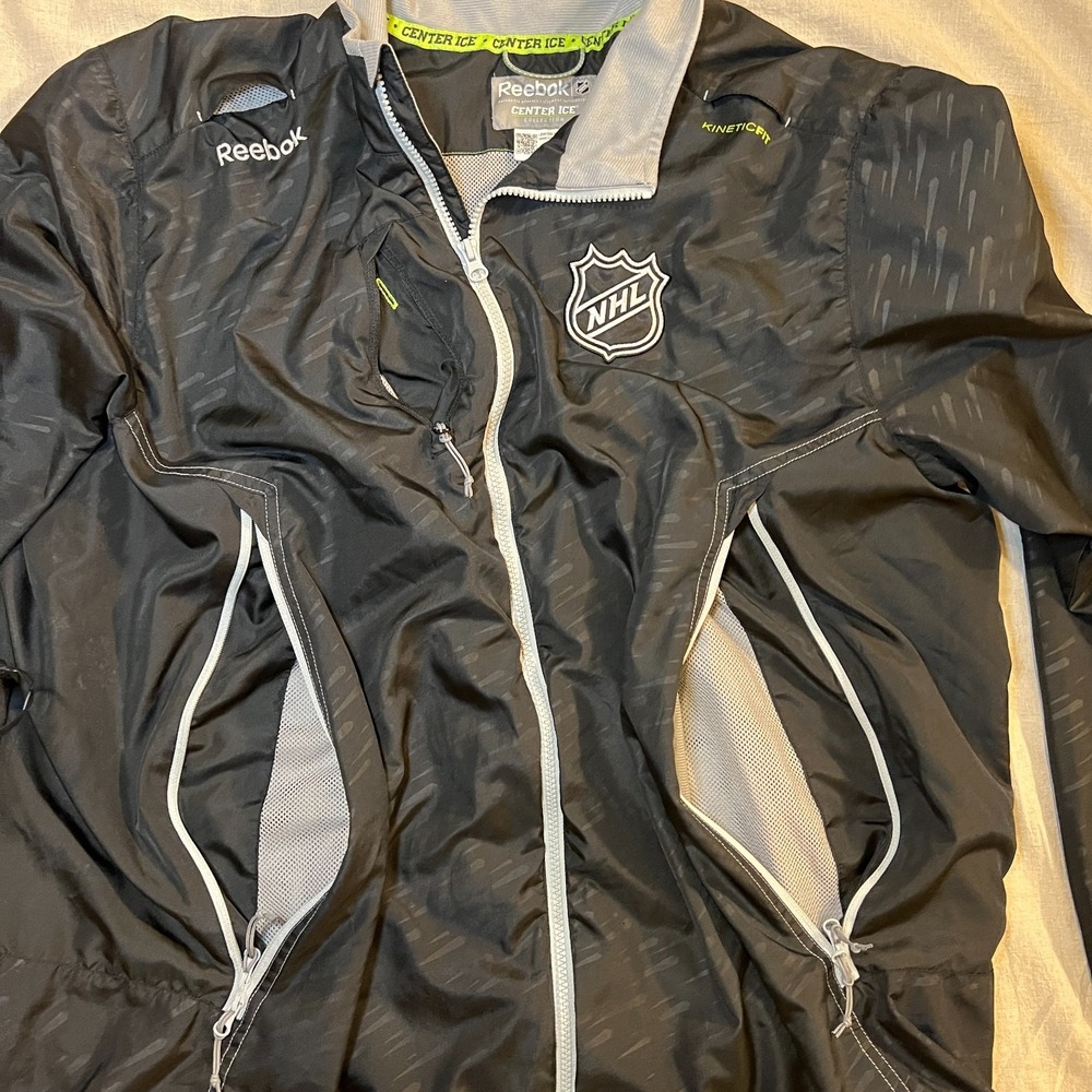 Reebok NHL Center Ice KineticFit Jacket Mens XL Black Hockey Windbreaker Rink - Picture 4 of 13